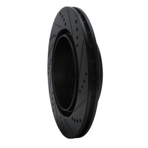 Mitsubishi Lancer Brake Rotor (1) - Rear Left - R1 Concepts - Drilled & Slotted - Black - `03-`06